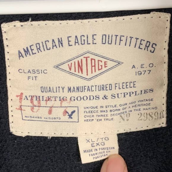 American Eagle Black Full Zip Hoodie Eagle Graphic Men XL Y2K Spell Out Skater - Picture 5 of 14